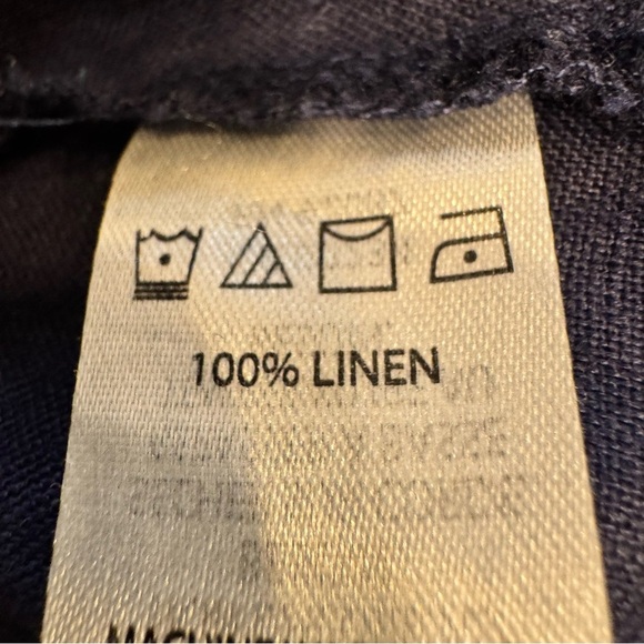 SAKS FIFTH AVENUE Women’s Navy Blue 100% Linen Halter Keyhole Neckline Top Sz M - Picture 9 of 9